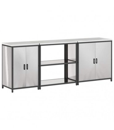 vidaXL Kitchen Storage Set HATTEM 3 pcs Silver Stainless Steel