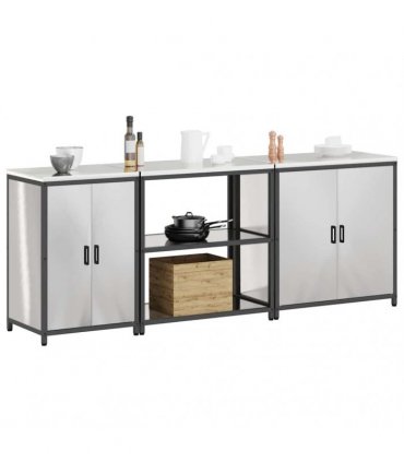 vidaXL Kitchen Storage Set HATTEM 3 pcs Silver Stainless Steel