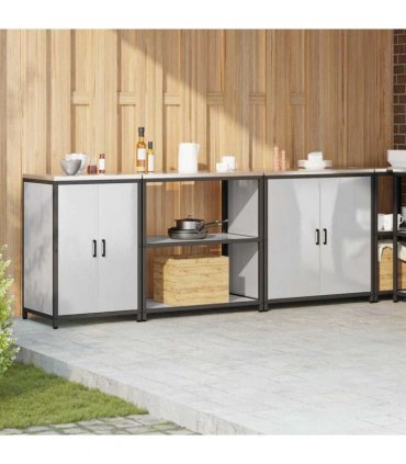 vidaXL Kitchen Storage Set HATTEM 3 pcs Silver Stainless Steel