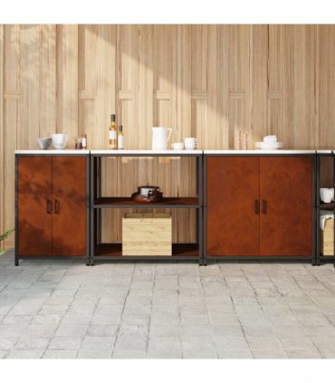 vidaXL Kitchen Storage Set HATTEM 3 pcs Rusty Steel