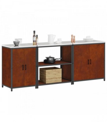 vidaXL Kitchen Storage Set HATTEM 3 pcs Rusty Steel
