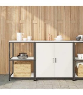 vidaXL Kitchen Storage Set HATTEM 2 pcs White Cold-rolled Steel