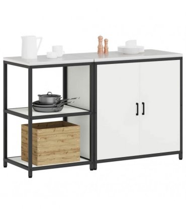 vidaXL Kitchen Storage Set HATTEM 2 pcs White Cold-rolled Steel