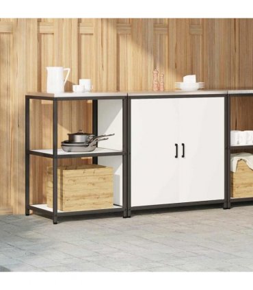 vidaXL Kitchen Storage Set HATTEM 2 pcs White Cold-rolled Steel