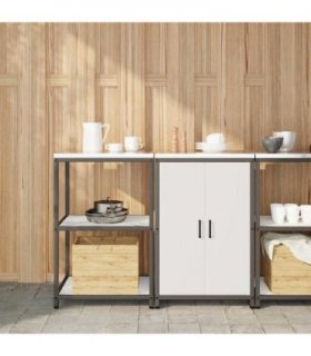 vidaXL Kitchen Storage Set HATTEM 2 pcs White Cold-rolled Steel