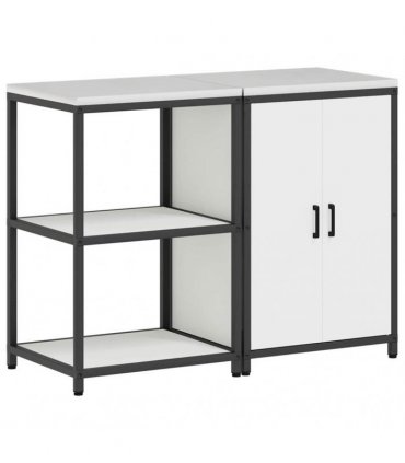 vidaXL Kitchen Storage Set HATTEM 2 pcs White Cold-rolled Steel