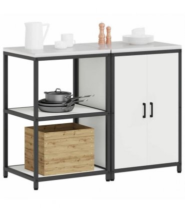 vidaXL Kitchen Storage Set HATTEM 2 pcs White Cold-rolled Steel