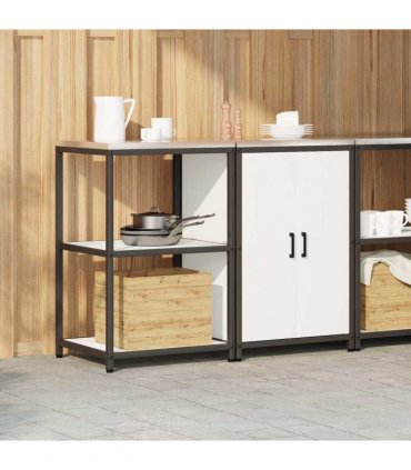 vidaXL Kitchen Storage Set HATTEM 2 pcs White Cold-rolled Steel