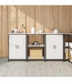 vidaXL Kitchen Storage Set HATTEM 3 pcs White 180 x 50 x 92 cm