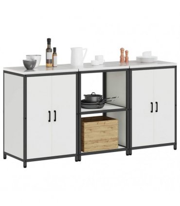 vidaXL Kitchen Storage Set HATTEM 3 pcs White 180 x 50 x 92 cm