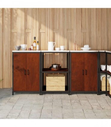 vidaXL Kitchen Storage Set HATTEM 3 pcs Rusty 180 x 50 x 92 cm Steel