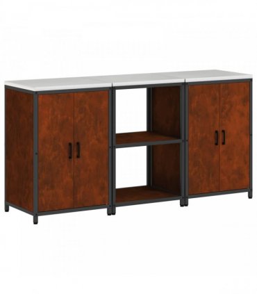 vidaXL Kitchen Storage Set HATTEM 3 pcs Rusty 180 x 50 x 92 cm Steel