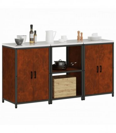vidaXL Kitchen Storage Set HATTEM 3 pcs Rusty 180 x 50 x 92 cm Steel