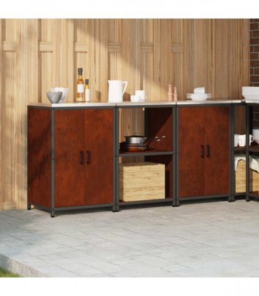 vidaXL Kitchen Storage Set HATTEM 3 pcs Rusty 180 x 50 x 92 cm Steel