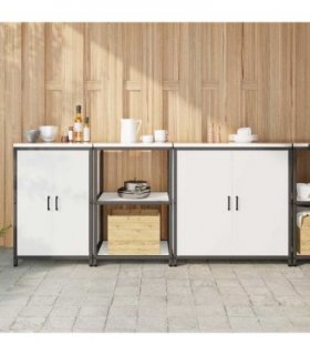 vidaXL Kitchen Storage Set HATTEM 3 pcs White Cold-rolled Steel