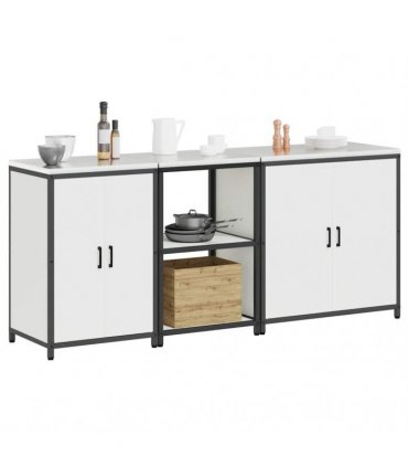 vidaXL Kitchen Storage Set HATTEM 3 pcs White Cold-rolled Steel