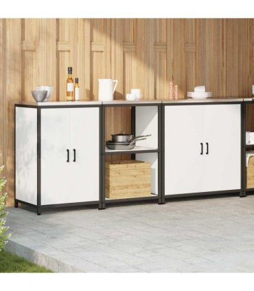 vidaXL Kitchen Storage Set HATTEM 3 pcs White Cold-rolled Steel