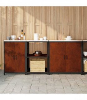 vidaXL Kitchen Storage Set HATTEM 3 pcs Rusty Steel