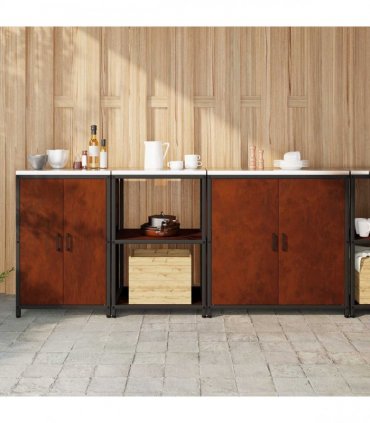 vidaXL Kitchen Storage Set HATTEM 3 pcs Rusty Steel