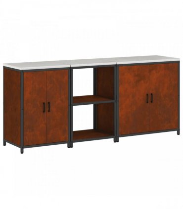 vidaXL Kitchen Storage Set HATTEM 3 pcs Rusty Steel