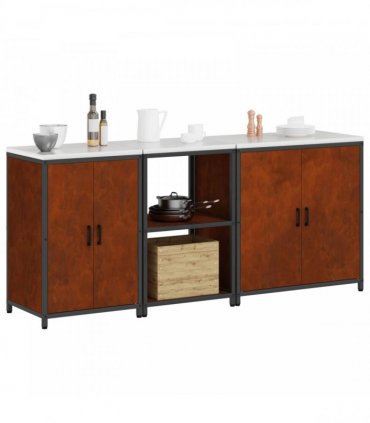 vidaXL Kitchen Storage Set HATTEM 3 pcs Rusty Steel