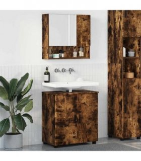 vidaXL Bathroom Furniture Set 2 pcs Smoked Oak 61 x 35 x 64 cm