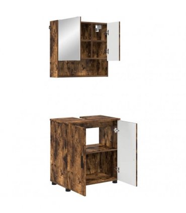 vidaXL Bathroom Furniture Set 2 pcs Smoked Oak 61 x 35 x 64 cm