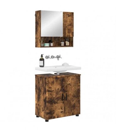 vidaXL Bathroom Furniture Set 2 pcs Smoked Oak 61 x 35 x 64 cm