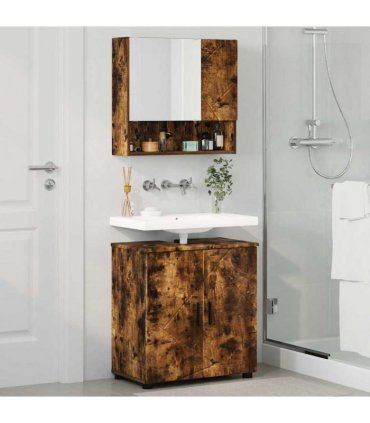 vidaXL Bathroom Furniture Set 2 pcs Smoked Oak 61 x 35 x 64 cm