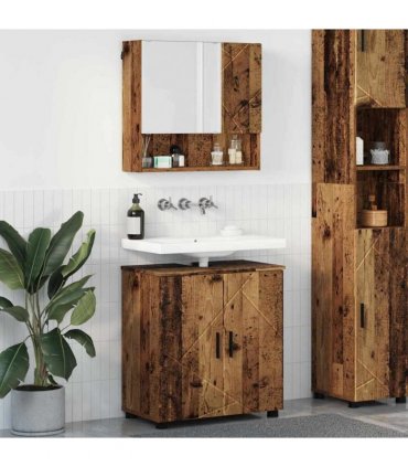 vidaXL Bathroom Furniture Set 2 pcs Old Wood 61 x 35 x 64 cm