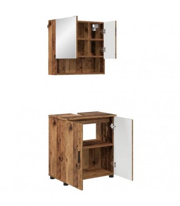 vidaXL Bathroom Furniture Set 2 pcs Old Wood 61 x 35 x 64 cm