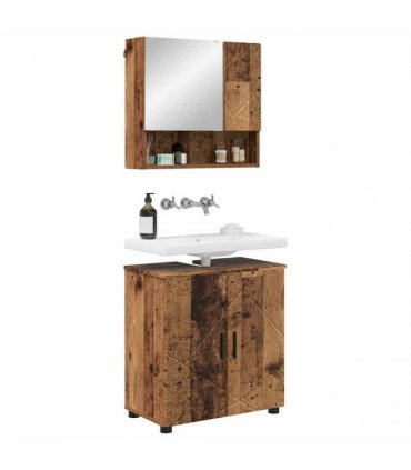 vidaXL Bathroom Furniture Set 2 pcs Old Wood 61 x 35 x 64 cm
