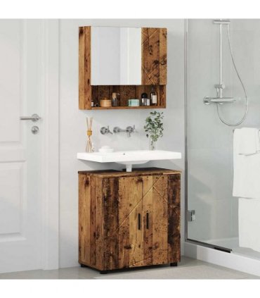 vidaXL Bathroom Furniture Set 2 pcs Old Wood 61 x 35 x 64 cm