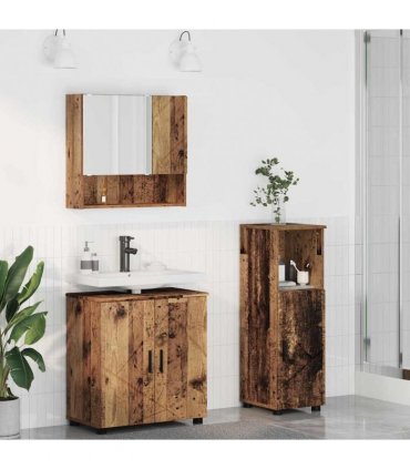 vidaXL Bathroom Furniture Set 3 pcs Old Wood 61 x 35 x 64 cm