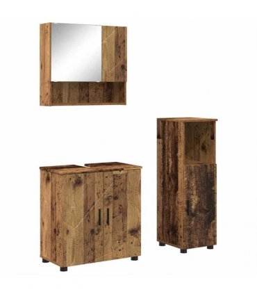 vidaXL Bathroom Furniture Set 3 pcs Old Wood 61 x 35 x 64 cm