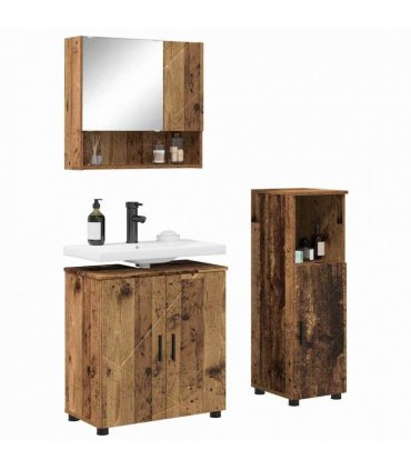 vidaXL Bathroom Furniture Set 3 pcs Old Wood 61 x 35 x 64 cm