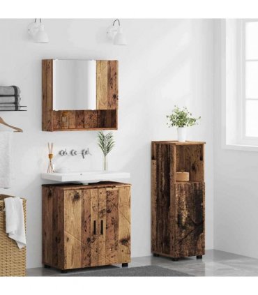vidaXL Bathroom Furniture Set 3 pcs Old Wood 61 x 35 x 64 cm
