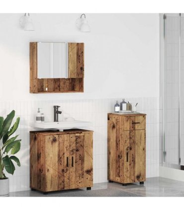 vidaXL Bathroom Furniture Set 3 pcs Old Wood 61 x 35 x 64 cm