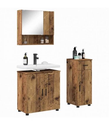 vidaXL Bathroom Furniture Set 3 pcs Old Wood 61 x 35 x 64 cm