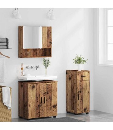 vidaXL Bathroom Furniture Set 3 pcs Old Wood 61 x 35 x 64 cm