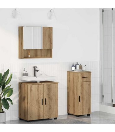 vidaXL Bathroom Furniture Set 3 pcs Artisan Oak 61 x 35 x 64 cm