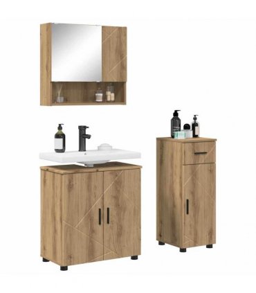 vidaXL Bathroom Furniture Set 3 pcs Artisan Oak 61 x 35 x 64 cm