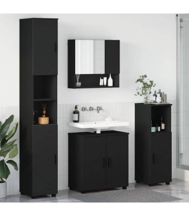vidaXL Bathroom Furniture Set 4 pcs Black 61 x 35 x 64 cm