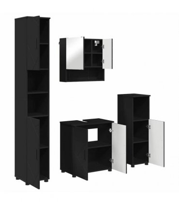 vidaXL Bathroom Furniture Set 4 pcs Black 61 x 35 x 64 cm