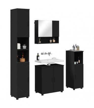 vidaXL Bathroom Furniture Set 4 pcs Black 61 x 35 x 64 cm