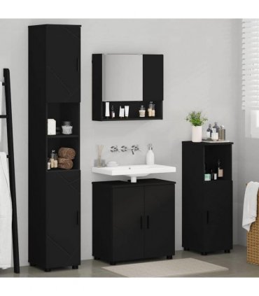 vidaXL Bathroom Furniture Set 4 pcs Black 61 x 35 x 64 cm