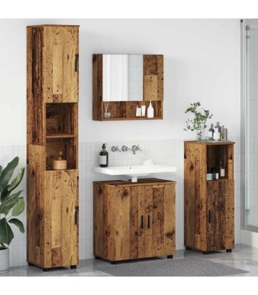 vidaXL Bathroom Furniture Set 4 pcs Old Wood 61 x 35 x 64 cm