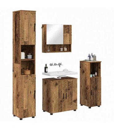 vidaXL Bathroom Furniture Set 4 pcs Old Wood 61 x 35 x 64 cm