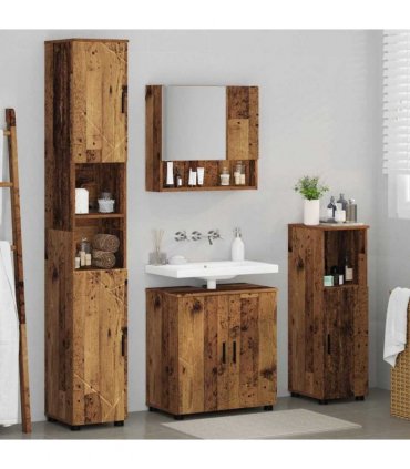 vidaXL Bathroom Furniture Set 4 pcs Old Wood 61 x 35 x 64 cm