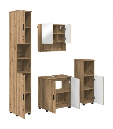 vidaXL Bathroom Furniture Set 4 pcs Artisan Oak 61 x 35 x 64 cm